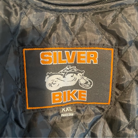 LEATHER FRINGE BIKER JACKET SILVER BIKE WOMENS SZ XXL BLACK Moto - Picture 12 of 14